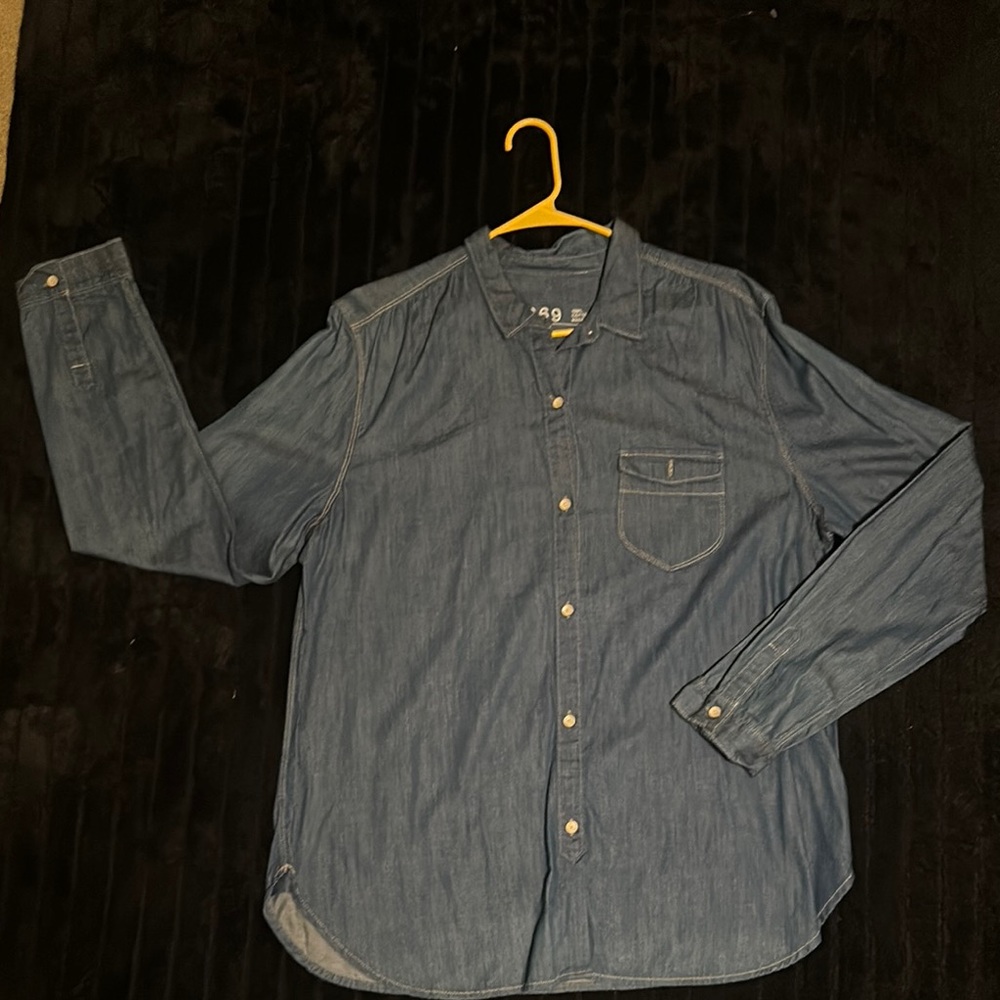 Casual Blue Button-Down Denim Shirt